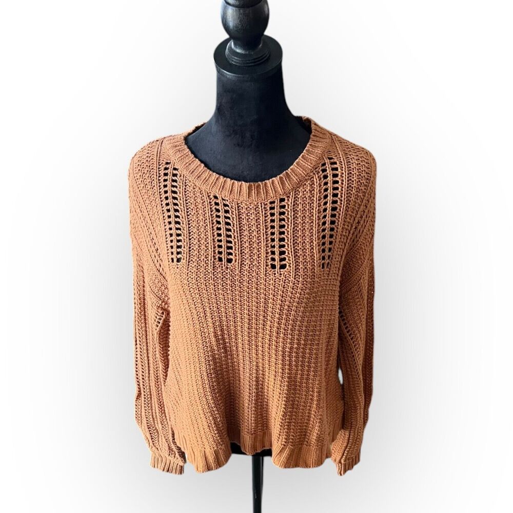 American Eagle Outfitters Women's Gold Chunky Knit Drop Shoulder Sweater Size S - Picture 2 of 13